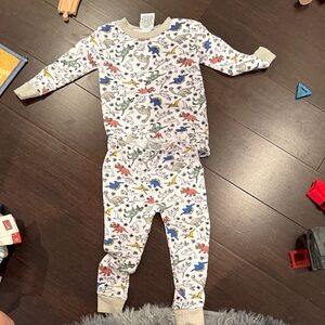 Kids Dinosaur Print Pajama Set - White with Multicolor Dinosaurs